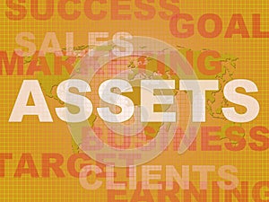 Assets concept icon depicts fixed assets like savings resources and net worth - 3d illustration