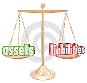 Assets Vs Liabilities Words Scale Comparing Value Wealth Account