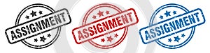 assignment stamp. assignment round isolated sign.