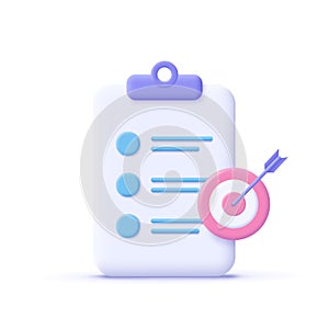 Assignment target icon. Clipboard, checklist symbol.