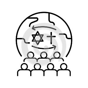 Assimilation black line icon.