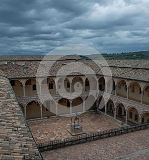 Assisi Italy 2022 Cloister of the dead inside the basilica San Francesco di Assisi