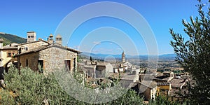 Assisi, Italy, a Unesco world heritage. Historical buildings and houses in the old city center