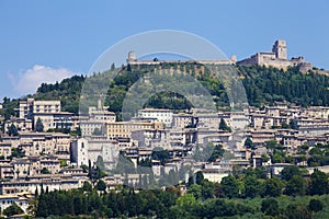 Assisi, Italy. View of old city on top of the hill