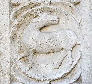 Assisi, Umbria, Italy- Stone carved decorations.