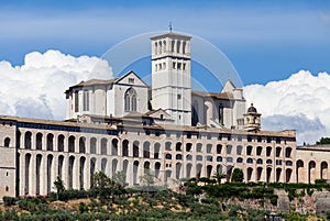 Assisi village in Umbria region, Italy. The most important Italian Basilica dedicated to St. Francis - San Francesco