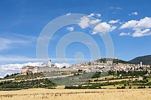 Assisi village in Umbria region, Italy. The town is famous for the most important Italian Basilica dedicated to St. Francis - San