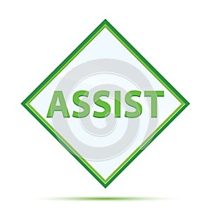 Assist modern abstract green diamond button
