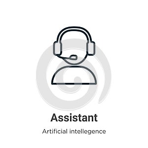 Assistant outline vector icon. Thin line black assistant icon, flat vector simple element illustration from editable artificial