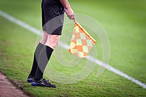 Assistant referee during soccer match