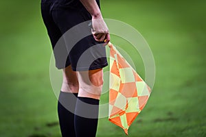 Assistant referee during soccer match