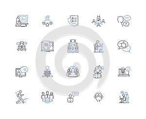 Associate line icons collection. Alliance, Partner, Colleague, Assistant, Comrade, Collaborator, Cohort vector and