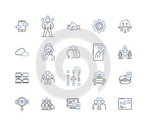 Association line icons collection. Unity, Group, Community, Alliance, Gathering, Societal, Closeness vector and linear