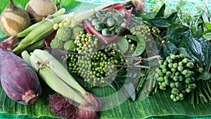 Assort local vegetable ingredient for Thai food