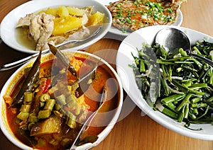 Assorted asian cuisine dishes