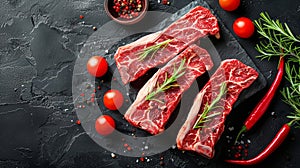 Assorted asian sliced wagyu beef for bbq from chinese, japanese, and korean cuisines