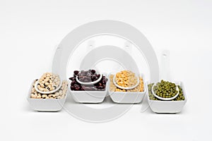 Assorted beans and lentils.