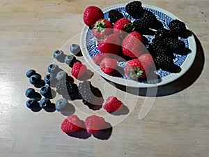 Assorted Berries for healthy living low carb life on natural background