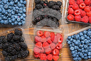 Assorted Berries on wood background