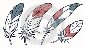 Assorted Bird Feathers Vector Set, vector design Generative AI