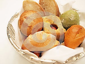 Assorted bread in basket