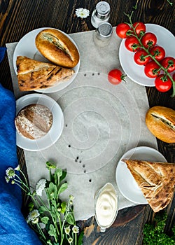 Assorted bread and cherry tomatoes