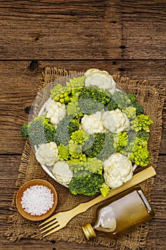 Assorted broccoli, romanesco and cauliflower