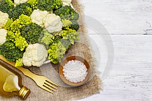 Assorted broccoli, romanesco and cauliflower