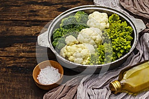 Assorted broccoli, romanesco and cauliflower