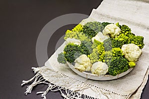 Assorted broccoli, romanesco and cauliflower