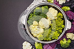 Assorted broccoli, romanesco and cauliflower