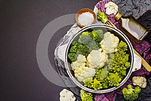 Assorted broccoli, romanesco and cauliflower