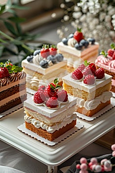 Assorted Cakes on a White Tray