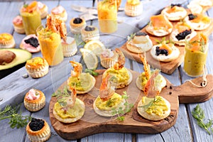Assorted canape and toast