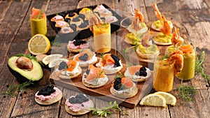 Assorted canape and toast