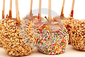 Assorted candy apples upclose