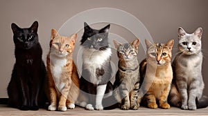 Assorted Cats: Group Portrait of Various Cat Types