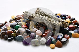 Assorted Chakra Crystals and White Sage Smudge Sticks