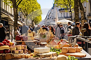 Assorted Cheeses on an Outdoor Table