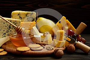 Slices of cheese brie or camembert with croissants