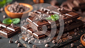 assorted chocolate bars close up