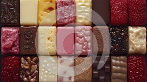 Assorted Chocolate Candies Close Up Top View