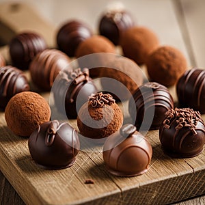 Assorted chocolate truffles displayed on a