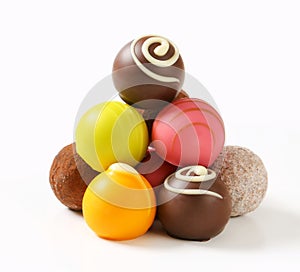 Assorted chocolate truffles and pralines