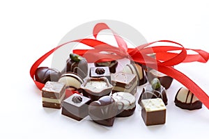 Assorted chocolates candies for dessert