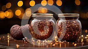 Assorted Chocolates in Glass Jar - Delicious Treats with Bokeh Background