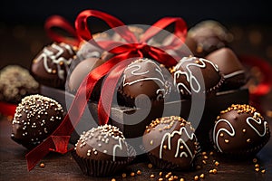 Assorted Chocolates for Valentines Day, Close-Up View, Sweet Treats for Gifting photo