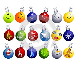 Assorted Christmas Ornaments Clip Art