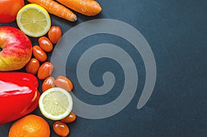 Assorted Citrus Fruits and Vegetables background