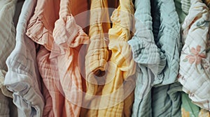 Assorted Clothes Hanging Up For Baby